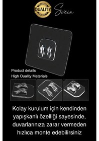 Resim 10 Ad. Ekstra Güçlü Kendinden Yapışkanlı İz Bırakmaz Suya Dayanıklı Banyo Rafı Tablo Ayna Askı Kanca Çok Renkli 
