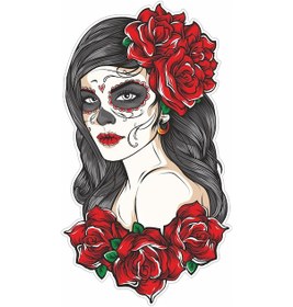 Resim Kurukafa Çiçekli Kadın Sticker 00029 