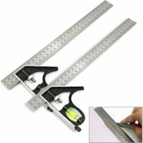 Resim Bts Ayarlanabilir Terazili Açı Ölçer Gönye 30 cm Paslanmaz Çelik Çok Amaçlı Kullanım 