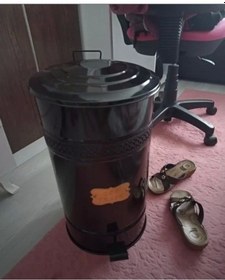 Resim Pedallı Metal Galvaniz Mutfak Banyo Kapaklı Çöp Kovası 30 Lt Siy Metal - Siyah 