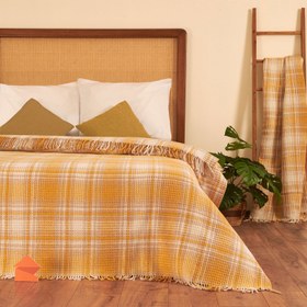 Resim Buca Yün Skoç Tek Kişilik Battaniye - Sarı - 150x200 cm 