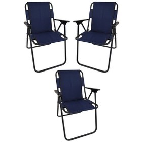Resim Bofigo 3 Adet Kamp Sandalyesi Katlanır Sandalye Piknik Sandalyesi Plaj Sandalyesi Lacivert 