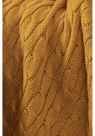 Resim Ponponlu Triko Örme Tv Battaniyesi Koltuk & Omuz Şalı & Diz Battaniyesi 130x170cm - Hardal Hardal 