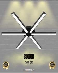 Resim Borde Siyah Kasa, Sarı Işık Modern Plafonyer Led Avize Siyah 