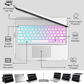 Resim UnDePlus iPad Pro 11inç M4/M5 Kılıf Kablosuz Dönebilen Klavyeli Case Keyboard 2024/2025 Uyumlu Gümüş 