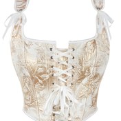 Resim Kadınlar için romantik bir desen olan, dantelli detaylı, Fransız esintili, şık çiçek desenli korse üstü - Romantik Ribbed Bodice 