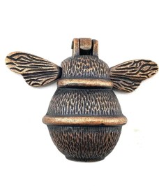 Resim Marsilyan Antika Tarz Dekoratif Pirinç Arı Kapı Tokmağı, Taktak - Küçük, 123X150MM, Antik 