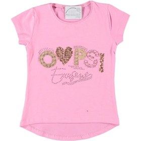Resim Liay Moda Oops Taş İşlemeli Kız Çocuk Tişört Pembe 