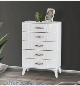 Resim Bera Beyaz 5 Çekmeceli Tuğçe Şifonyer Beyaz 