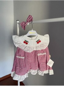 Resim Mininaf Kız Bebek Mini Naf Pötikareli Elbise Ve Bandana 