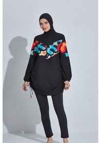 Resim Spor Likra Tam Kapalı Tesettür Mayo 6225 Siyah12 Siyah 
