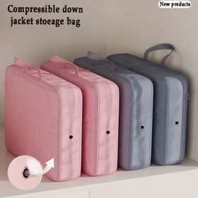 Resim Depolama Alanınızı Maksimize Edin: Giysiler ve Yatak Takımları İçin Dayanıklı Polyester Sıkıştırma Çantası, Alan Tasarrufu Sağlayan Dolap Düzenleyici - Pembe, Gri ve Siyah Renklerde Mevcut, Elde Yıkanabilir veya Profesyonel Kuru Temizleme, Dolap Düzenleyici | Kompakt Depolama Çantası | Dayanıklı Kumaş, Dolap Düzenleyicileri ve Depolama 