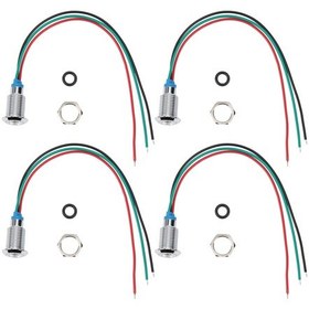 Resim Tenfowee 4 Adet Ön Bağlanmış Dairesel Led, Ip67 Su Geçirmez Metal, 3-6v, 10mm, Çift Renk Kırmızı+yeşil , Ortak Anot, Araç/endüstriyel Kullanım 