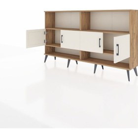 Resim Arges Konsol 4 Raflı 4 Kapaklı 176x30x99 Çam-aytaşı/antrasit Çam-aytaşı/antrasit 