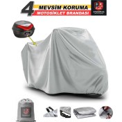 Resim Schwer Mondial Air Time Branda (Arka Çanta Uyumlu) Motosiket Brandası (Gri Renk) Motor Örtüsü Çadır Su Geçirmez Motosiklet Kılıfı Motor Brandası 