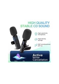 Resim K8 Kablosuz Yaka Mikrofonu Gürültü Engelleyici Apple Uyumlu iPhone Android Canlı Yayın Video Mic 