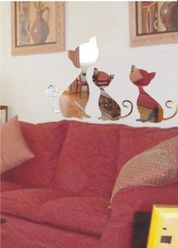 Resim M3 Decorium Three Cats Kedici Dekoratif Ayna Gümüş 