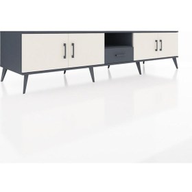 Resim Kronos Tv Ünitesi 3 Raflı Tek Çekmeceli 4 Kapaklı 220x59x51 Antrasit-aytaşı/antrasit Aytası/antrasıt - Antrasıt 