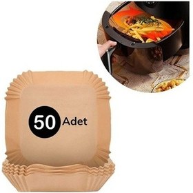 Resim 50 Adet Air Fryer Pişirme Kağıdı Tek Kullanımlık Hava Fritöz Yağ Geçirmez Yapışmaz Kare Tabak Model 