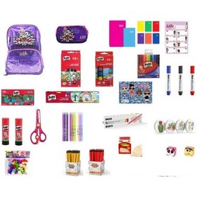 Resim İlkokul Kırtasiye Seti 2 Mor Çantalı Kız Öğrenci 