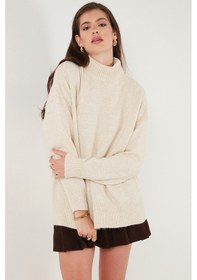 Resim Lela Oversize Fit Balıkçı Yaka Yumuşak Dokulu 2'Li Paket Triko Bayan Kazak 680Kz00469S2 Taş-Vizon 