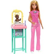 Resim Barbie Bakım Temalı Kariyer Oyun Setleri Doktor Bebek JCR72 