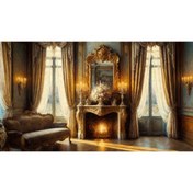 Resim Venspor Barok Tarzı Lüks Salon ve Şömine Arkaplan, 200x150cm, Fon, Duvar Örtüsü 