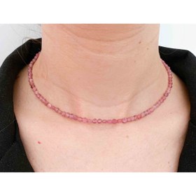 Resim Mucize Taş Pembe Turmalin Kolye 4 Mm Tımbıl 