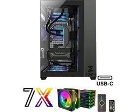 Resim Zeiron Mirage X7 Tuş ve Kumanda Kontrolcülü 7x120 mm Gerçek ARGB Fanlı 600W 80Plus PSU Gaming Boş Akvaryum Bilgisayar Kasası 