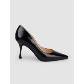 Resim Cabani %100 Hakiki Deri Siyah Rugan Kadın Stiletto 