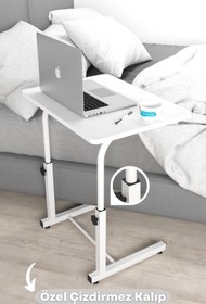Resim Depolife Yükseklik Ayarlı Laptop Sehpası Kahvaltı Ders Çalışma Bilgisayar Ofis Yemek Çocuk Masası Metal Ayak 