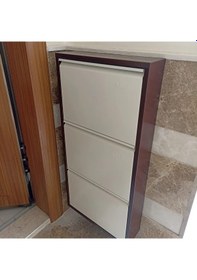 Resim KASER 3 KAPAKLI KAHVE KREM METAL AYAKKABILIK Kahverengi - Krem 