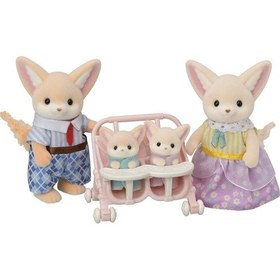 Resim Sylvanian Families Çöl Tilkisi Ailesi 4'lü Figür Seti İkiz Bebek Arabalı 5696 
