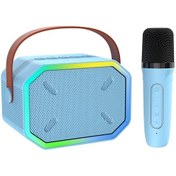 Resim Maiyame P3 Mavi Tek Mikrofonlu Bluetooth Hoparlör - Ev Ktv, 6w Hd Ses, Renkli Işık Efektleri, Taşınabilir Karaoke Sistemi 