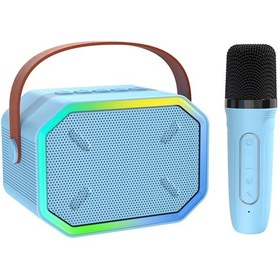 Resim Maiyame P3 Mavi Tek Mikrofonlu Bluetooth Hoparlör - Ev Ktv, 6w Hd Ses, Renkli Işık Efektleri, Taşınabilir Karaoke Sistemi 