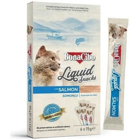 Resim Bonacibo Somonlu Atıştırmalık Kedi Sıvı Ödülü 3'lü 6 x 15 G 