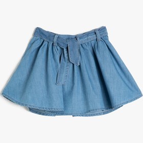 Resim Kız Bebek Beli Bağlamalı Jean Etek 