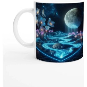 Resim Kova Burcu Baskılı Kahve Kupası - Ay Işığında Zodyak Bahçesi Vs3 