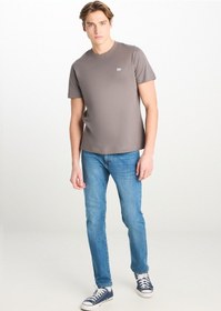 Resim Regular Fit Normal Kesim Bisiklet Yaka Pamuklu Antrasit Tişört Anthracite 
