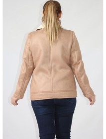 Resim Moda Berray 3263 Kısa İçi Kürklü Eteği Kemer Detaylı Kaban Kahverengi 