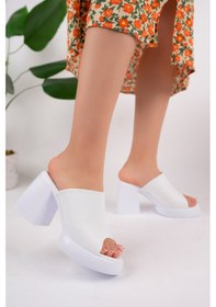 Resim Muggo Alaçatı Garantili Kadın Günlük Rahat Şık Ortopedik Platform Kalın Topuklu Terlik 001 