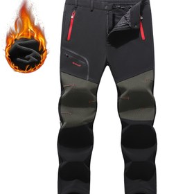 Resim Erkekler İçin Polar Astarlı Pantolon - Rüzgar Geçirmez Astar, Ayarlanabilir Bel Bandı, Çok Cepli, Kış/Bahar/Sonbahar Maceraları için Kalınlaştırılmış | Soğuk Dirençli Softshell Yürüyüş ve Kayak Pantolonu, Modern Spor Giyim 