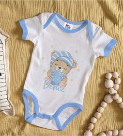 Resim Bitmeyenkartus Bk Kids Kişiye Özel Mavi Bebek Body Zıbın - Model 120 Çok Renkli 