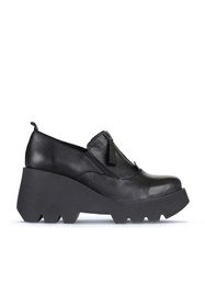Resim Bueno Shoes Siyah Deri Kadın Dolgu Topuklu Ayakkabı 01wz8401 