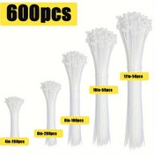 Resim Value Pack 600 adet Beyaz Fermuar Kravatı Çeşitli Boyutlarla (10.16/15.24/20.32/25.4/30.48cm) Şeffaf Plastik Kablo Kravatları (Küçükten Büyüğe) Ağır Hizmet Tipi Naylon Kravatlar Çok Amaçlı Çeşitli Tel Kravatları Ofis, Garaj ve Atölye için Tel Yönetimi Kravatları 