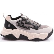 Resim Dgn 65100 Kadin Bağcikli Kalin Taban Sneakers Ayakkabi 65100-2027-R17791 Buz - Siyah 