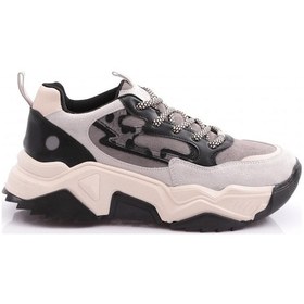 Resim Dgn 65100 Kadin Bağcikli Kalin Taban Sneakers Ayakkabi 65100-2027-R17791 Buz - Siyah 