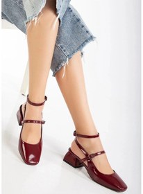 Resim St-003 Bordo Rugan Günlük 4 Cm Topuklu Bayan Ayakkabı Çok Renkli 