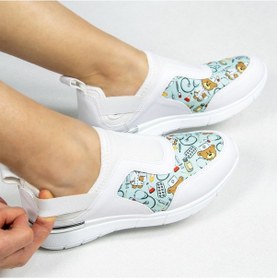 Resim Ayıcık Desenli Aynalı Streç Ortopedik Spor Ayakkabı Beyaz 