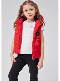 Resim Kapüşonlu Kız Çocuk Şişme Yelek 51307 Kırmızı 